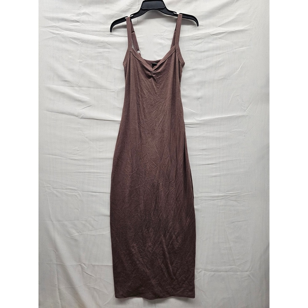 Wild Fable Womens Ribbed Maxi‎ Dress Cardigan Set Brown Polyester Blend Size S
